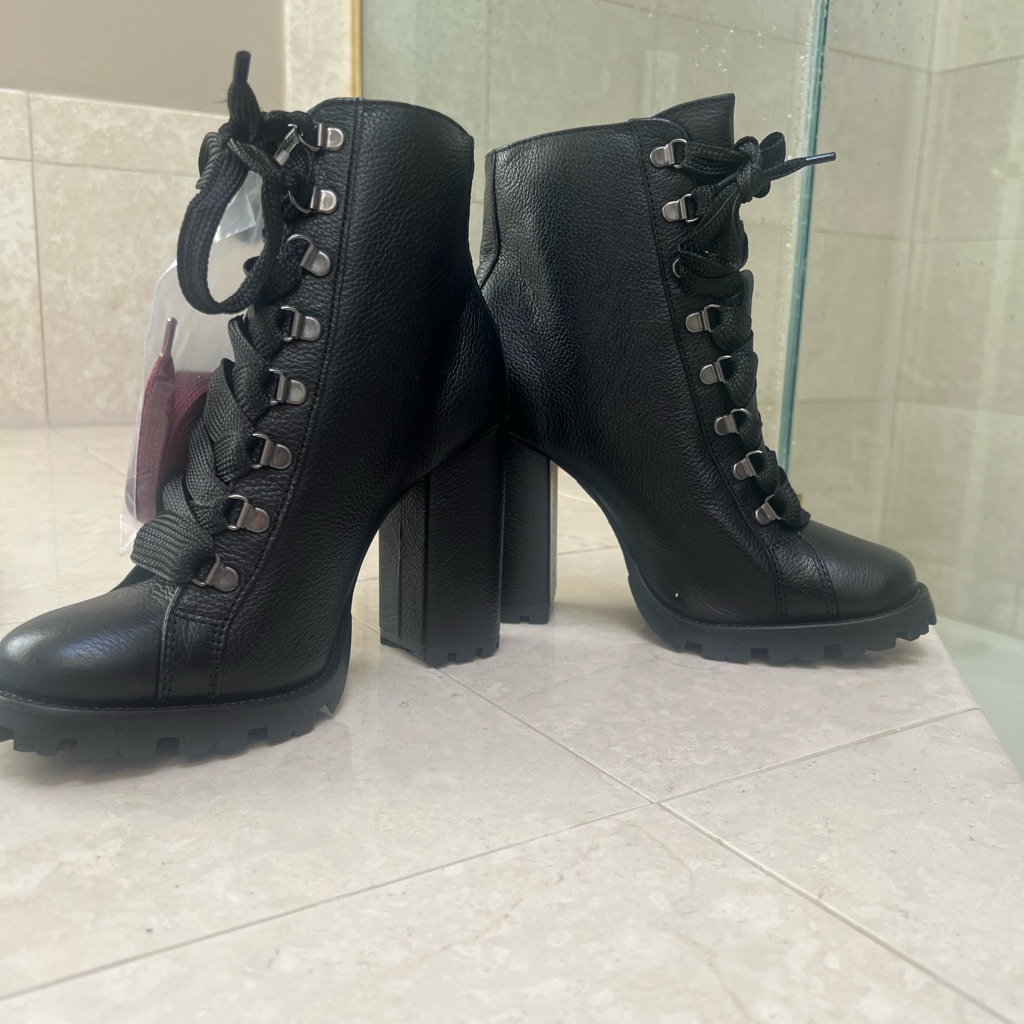 Schutz Black Tie Up Booties